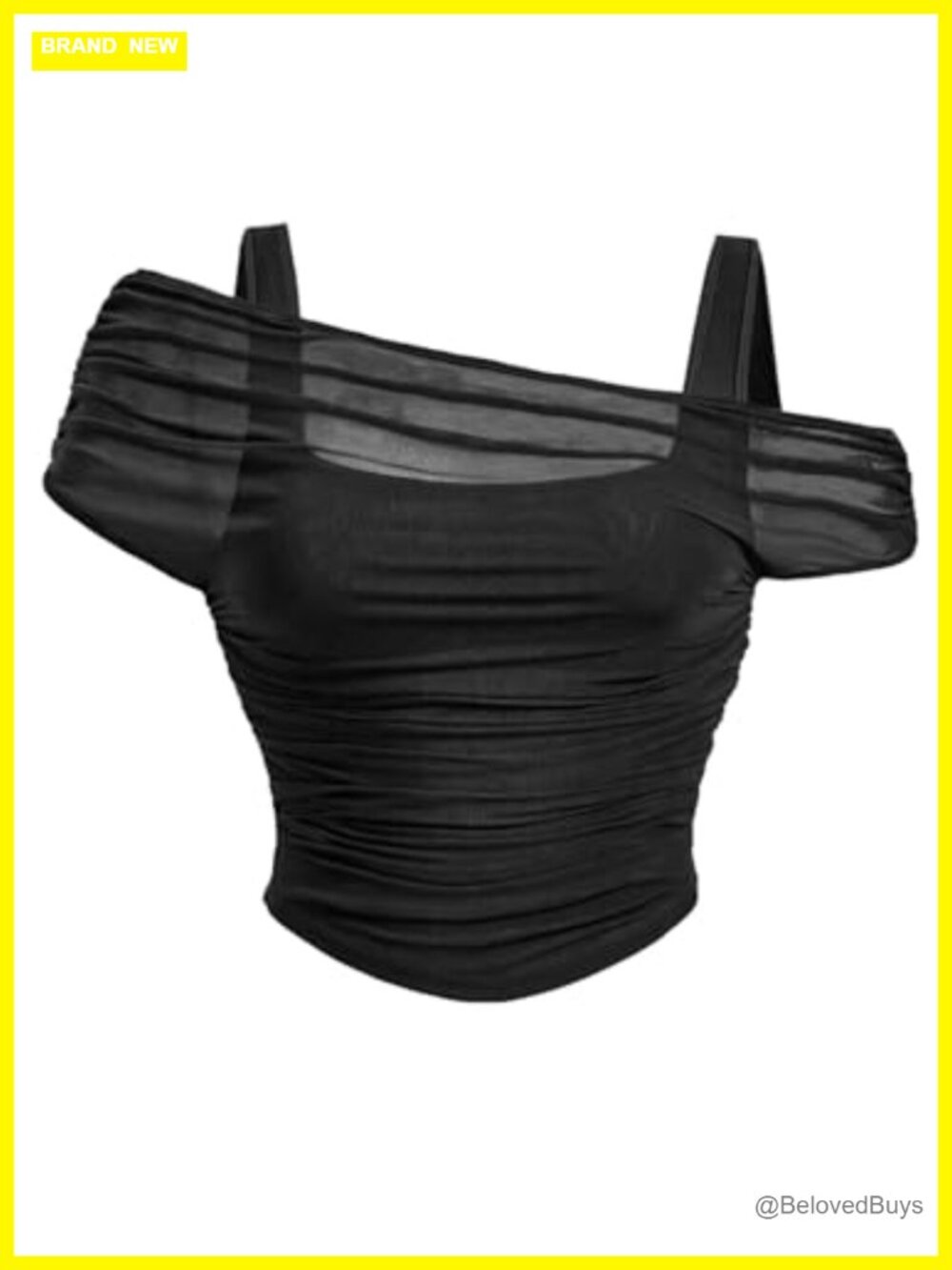 Plus Size Sheer Mesh Off Shoulder Asymmetrical Tee Shirt Ruched Top